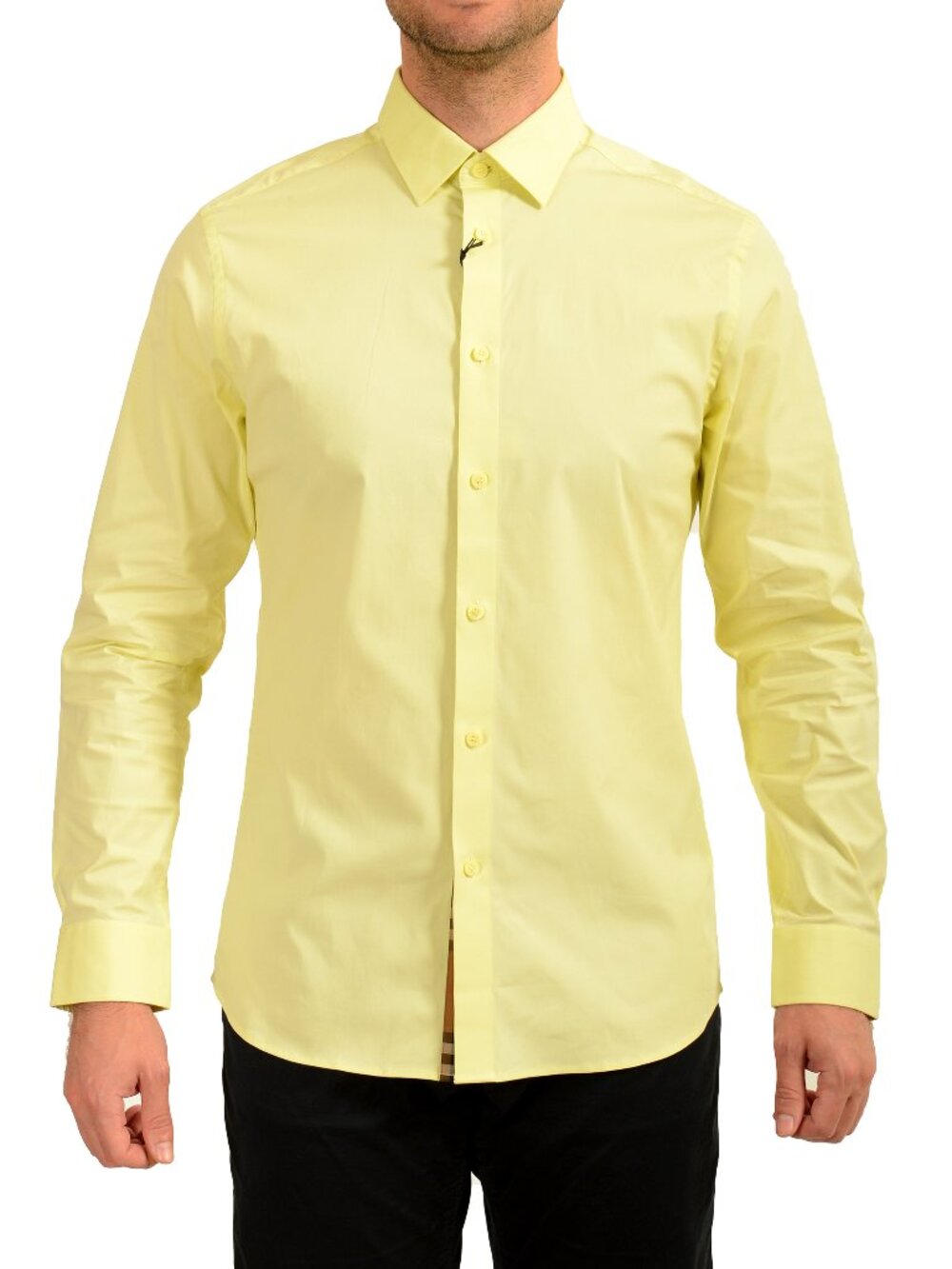 Burberry Men's "Shefford" Frosted Lemon Long Sleeve Shirt US L IT 52